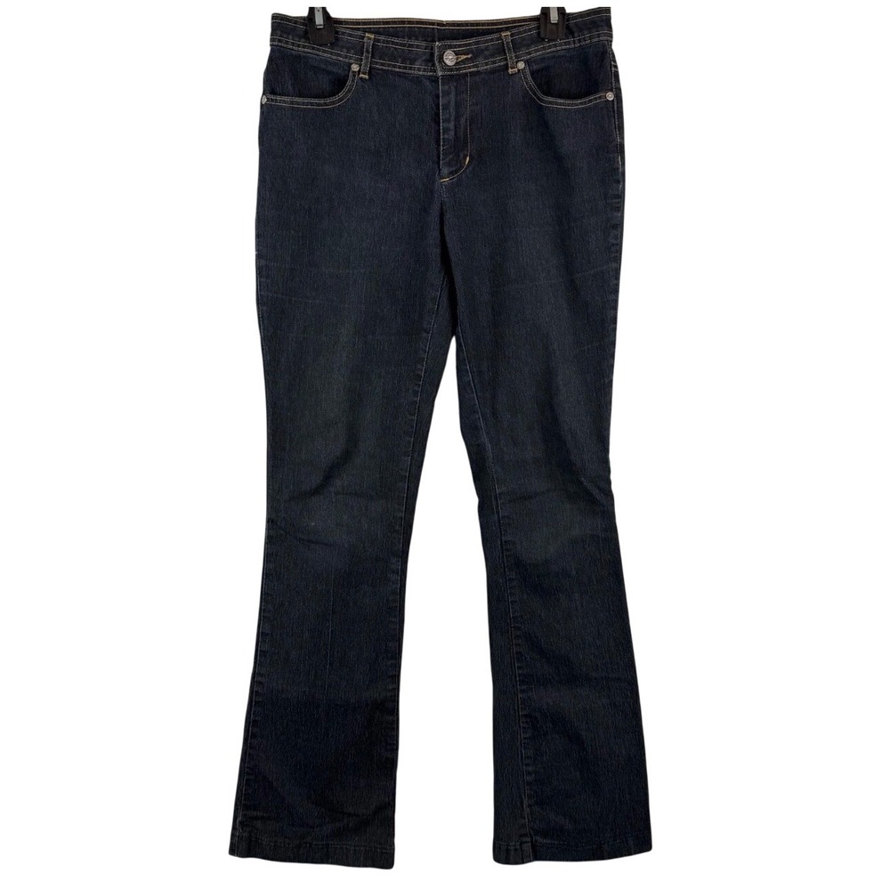 Bisou Bisou Bootcut Jeans Womens 8 Dark Blue Denim Mid Rise Stretch Classic
